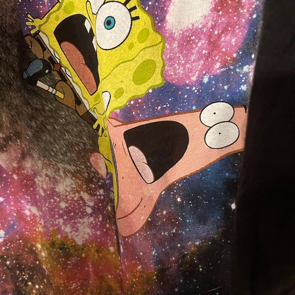 Nickelodeon Spongebob Squarepants & Patrick On A Cat in a Galaxy XL Mens T-shirt - Picture 5 of 7